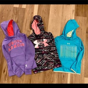 Under Armour lot of 3 hooded sweatshirts YM girl